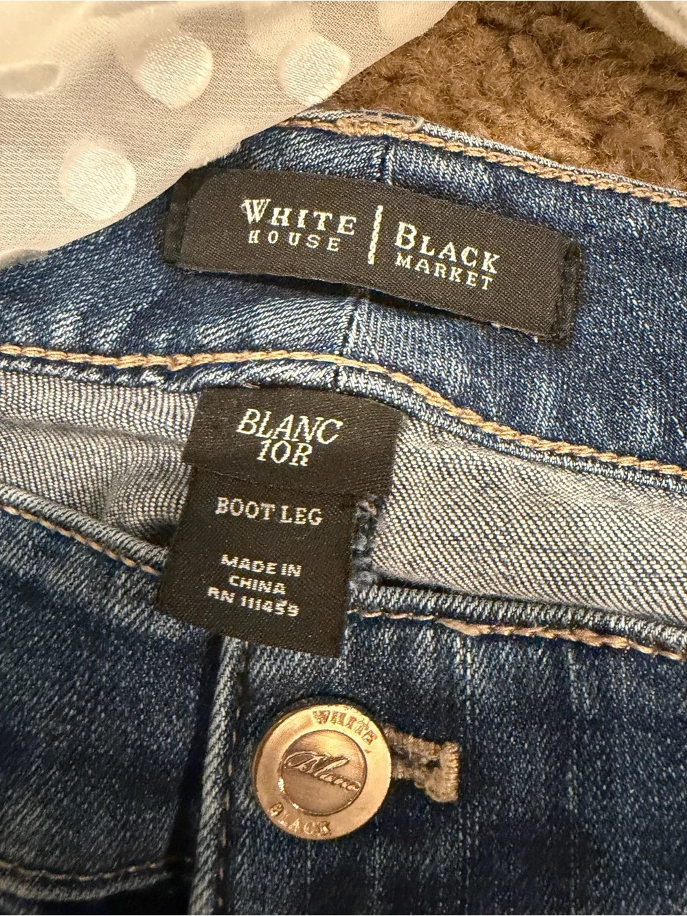 White House Black Market Women’s Blue Bootcut Jeans - 10 Mid Wash And Top